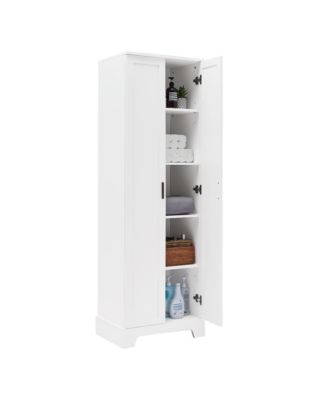 71.2"H Storage Cabinet with 2 Doors and Adjustable Shelf, MDF, for Bathroom or Office Use