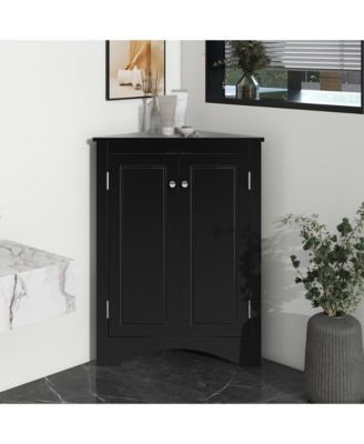 31.5"H Triangle Corner Cabinet, Adjustable Shelves, Kitchen/Home Freestanding Storage