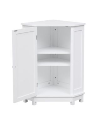 31.4"H Triangle Corner Bathroom Cabinet, Adjustable Shelf, Modern MDF Storage Unit