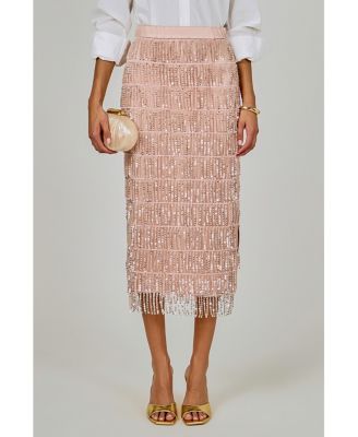 Women's Sequins Tassel Midi Skirt