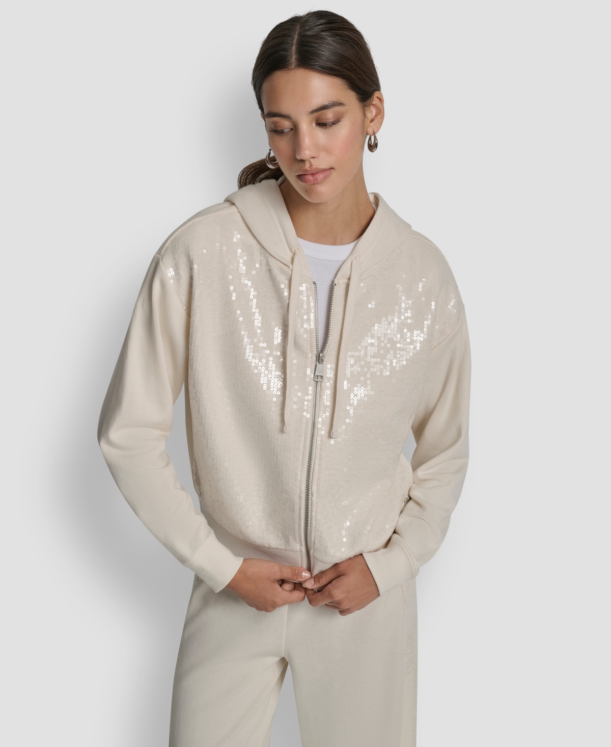 Dkny Jeans Women's Sequin Detail Long-Sleeve Jacket