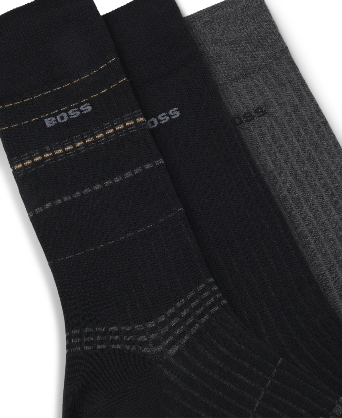 Hugo Boss Men's Ribbed Stripe Socks, 3-Pack