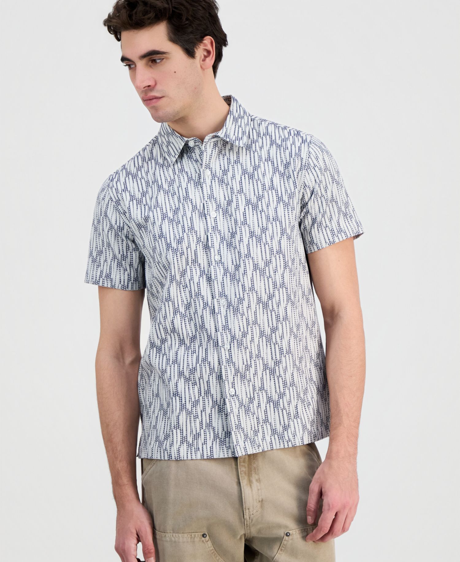 Men's Bowline Cotton Jacquard Short-Sleeve Shirt