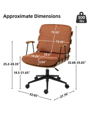 35.83"H Modern 360 Swivel Office Chair, Solid Wood Task Chair with Adjustable Height and Bent Wood