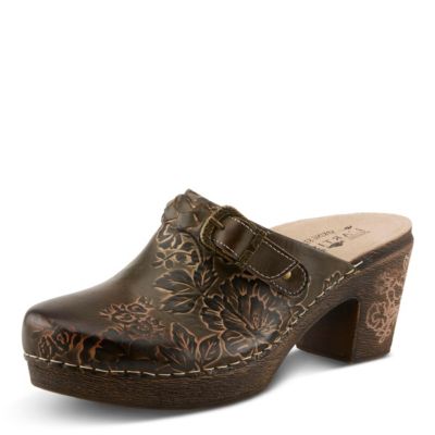 Calliroe Open-Back Clogs | Hand-Painted Leather Slip-On With Floral Details