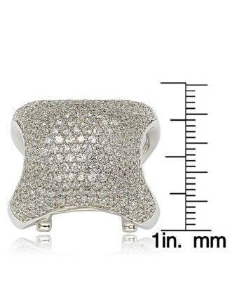 Sterling Silver Cubic Zirconia Stand-Up Pave Dome Ring