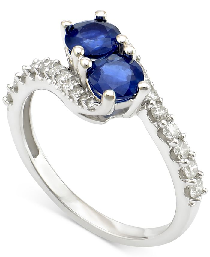 Macy's Sapphire (1 ct. t.w.) and Diamond (3/8 ct. t.w.) Twist Ring in ...