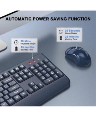 Wireless Keyboard And Mouse Combo, 2.4G Full Size Keys Keyboard With Wrist Rest And 3 - Level DPI Adjustable Wireless Mouse, OS Desktop Laptop, Blue