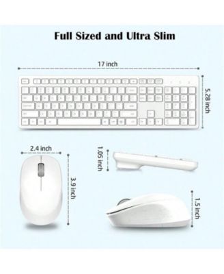 Wireless Keyboard & Mouse Combo – Full-Size, Silent, 2.4GHz, 2-in-1 Receiver, Compatible with Laptops – White