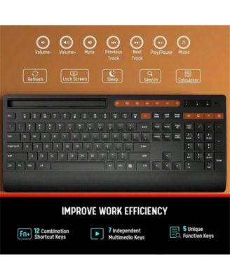 Wireless Keyboard and Mouse Combo - Full-Size Quiet Keyboard with Rest, Multimedia Keys, Power Switch, Compatible with OS, PC, Laptop - Black