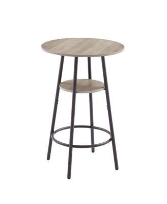 Round Stool Set with Shelf and Upholstered Backrest, 23.62'' W x 23.62'' D x 35.43'' H