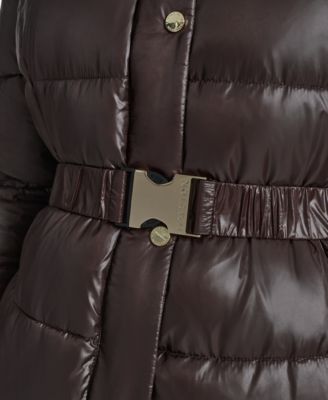 Women's Stand Collar Belted Puffer Coat