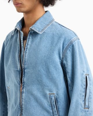 Men's Full-Zip Denim Bomber Jacket 