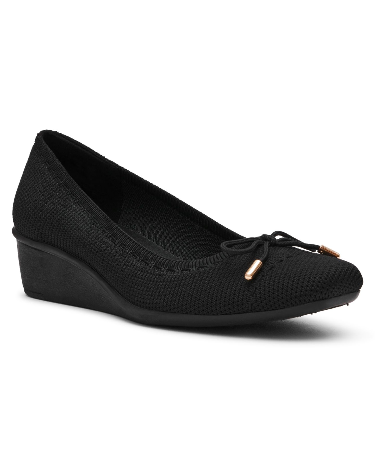 Женские туфли Anne Klein Wesson Cap Toe Wedge Pumps, цвет: Чёрный — фото 1
