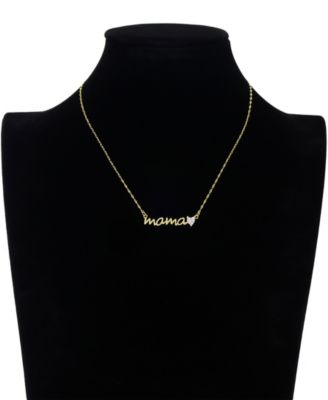 "mama" Cubic Zirconia Heart Dip Pendant Necklace