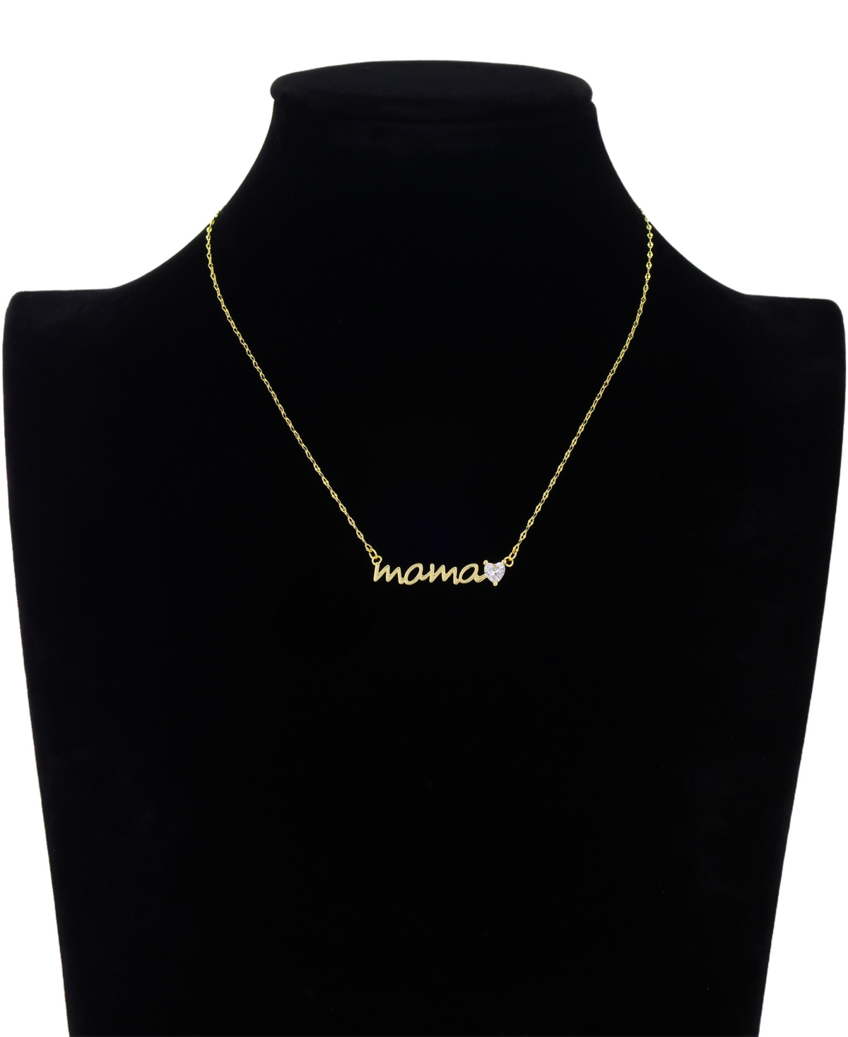 Unwritten Mama Cubic Zirconia Heart Dip Chian Necklace In Gold