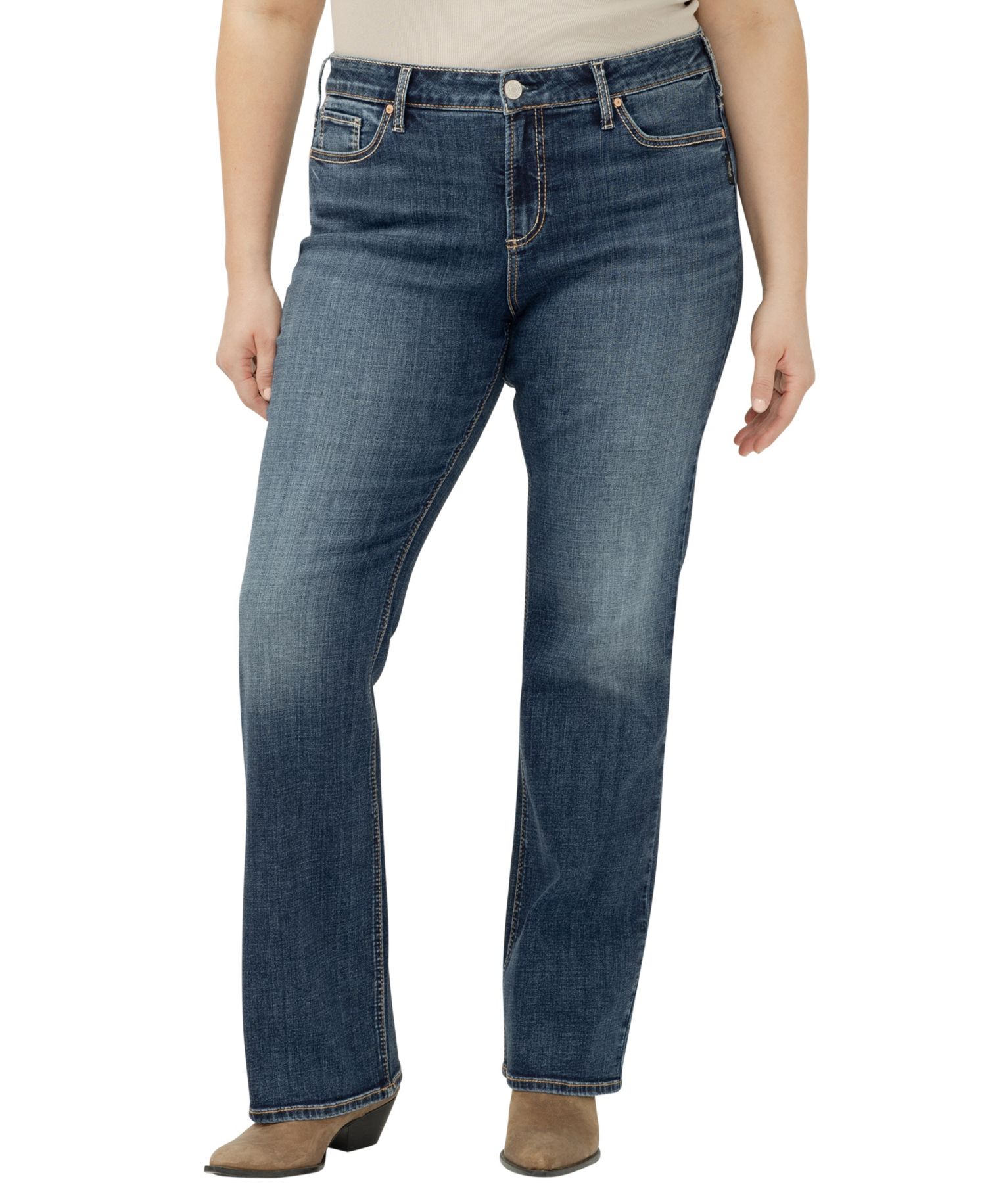 Plus Size Elyse Mid Rise Comfort Fit Bootcut Jeans