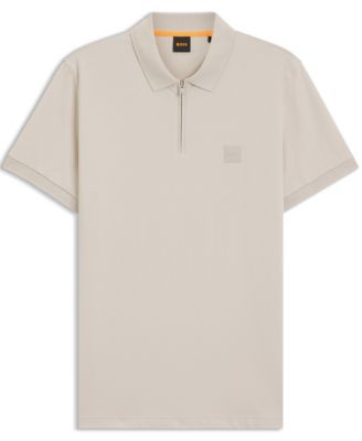 Men's Stretch Cotton Zip-Neck Slim-Fit Polo Shirt