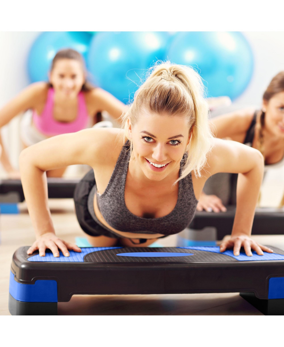 BalanceFrom Fitness Adjustable Workout Aerobic Step Platform Trainer w/ Raisers