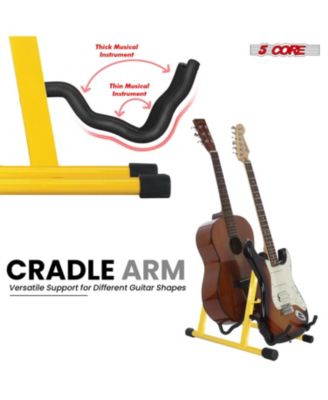 Double Guitar Stand Floor Adjustable A Frame Folding Acoustic Electric Guitars Holder Stands GSS 2N1 YLW