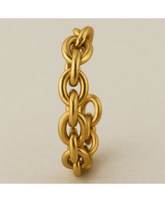 18K Gold Plated Interlocked Chain Hoop Earrings
