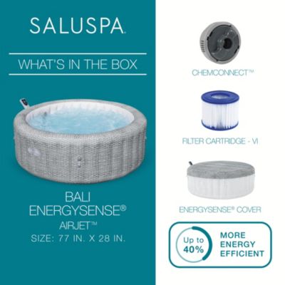 SaluSpa Bali Smart AirJet Inflatable Hot Tub w/ Energy Sense Cover.