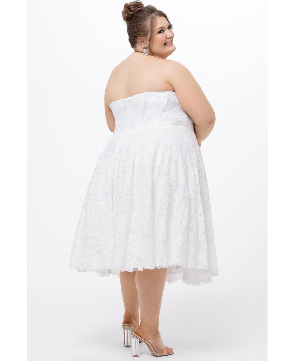 Celebrations by Sydney's Closet Women's Sweetheart Strapless Lace Bustier Party Dress