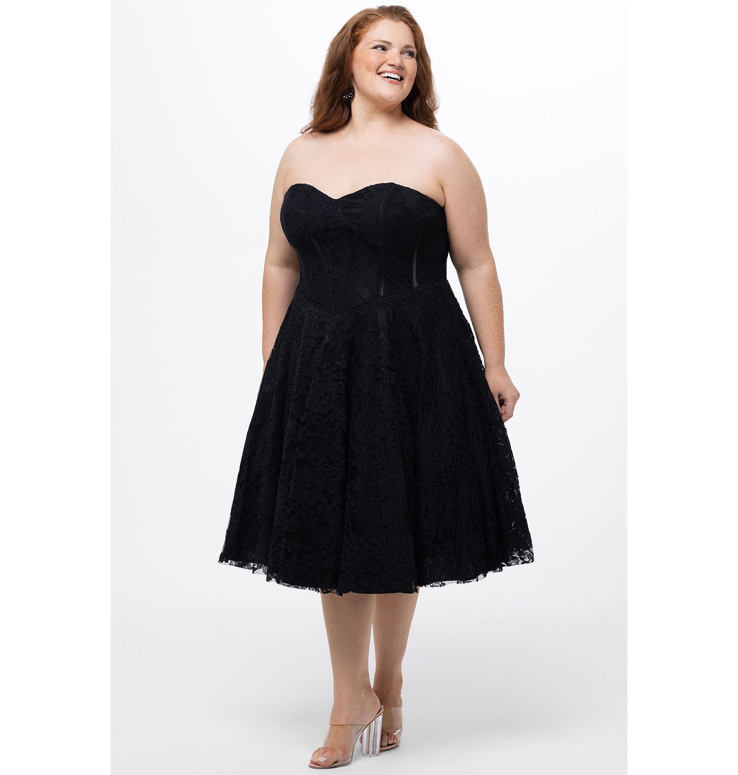 Women's Sweetheart Strapless Lace Bustier Party Dress