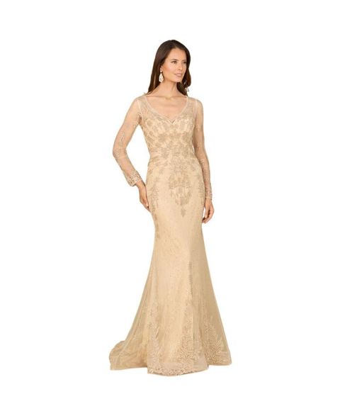 Женские платья Lara Long Sleeve Lace Mermaid Gown, цвет: Шампань