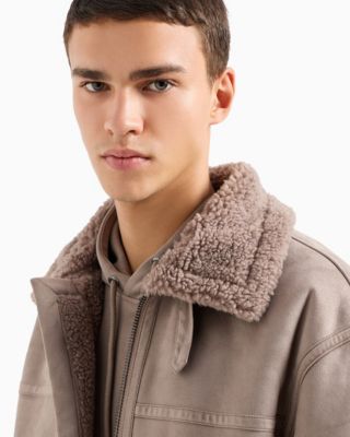 Men's Faux-Leather Sherpa-Lined Jacket