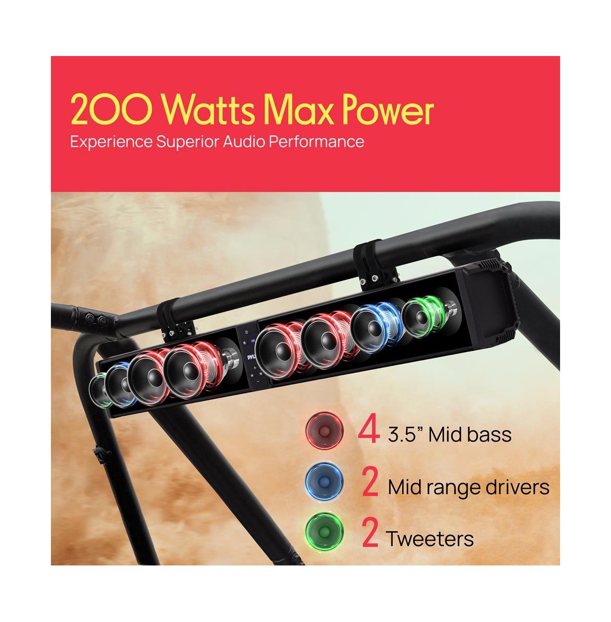 Pyle 32'' Powered Atv/Utv Soundbar System with Bluetooth & Led Lights (PWPSB3203)