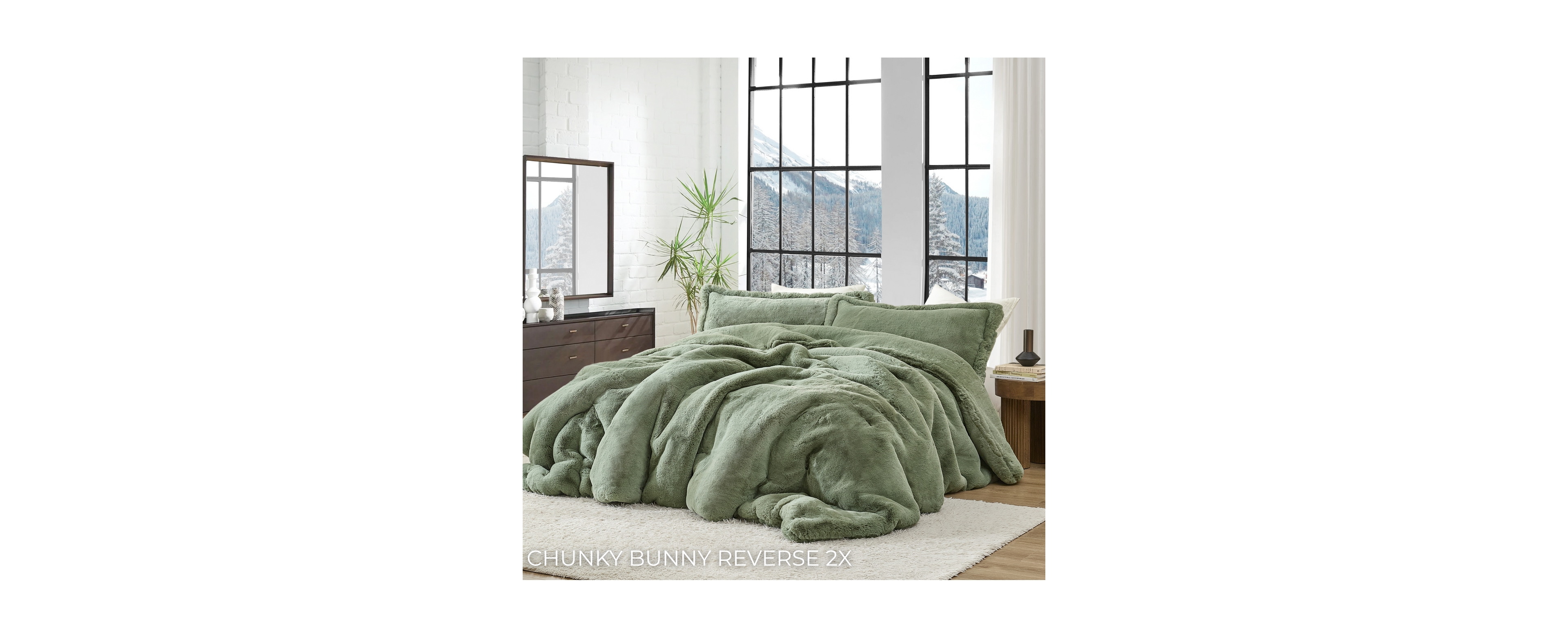 Coma Inducer 1,100 Bunnies Chunky Bunny Reverse 2-Pc. Oversized Comforter Set, Calming Sage