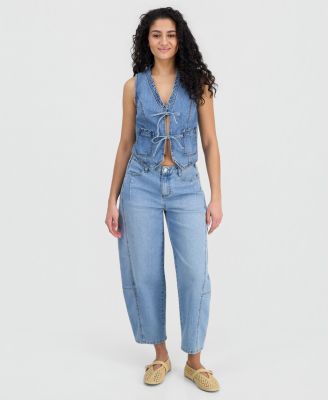 Women's Ruffled Tie-Front Denim Vest