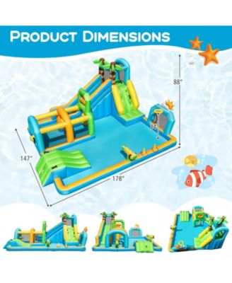 Inflatable Dual Water Slide Aqua Park with Tropical Theme and 750W Blower