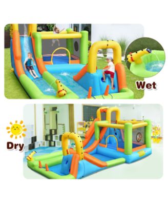 8-in-1 Inflatable Water Slide Bounce House with Splash Pool and 735W Blower