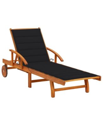 Sunlounger Black Solid acacia wood, 100% polyester fabric Standard