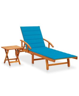 Patio Sun Lounger Natural wood Solid acacia wood Double