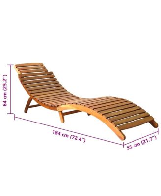 Natural wood Solid acacia wood, 100% polyester fabric Foldable Sun Lounger