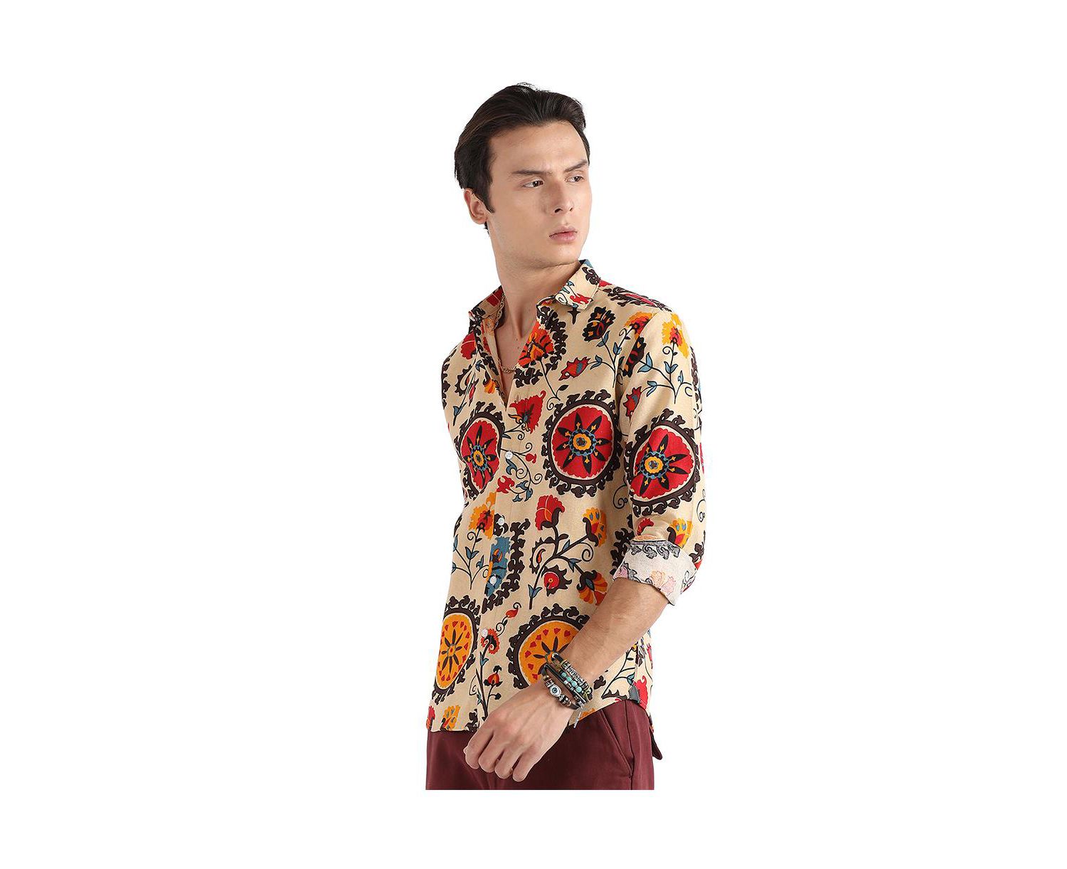 Men's Multicolour Ethnic Floral Shirt