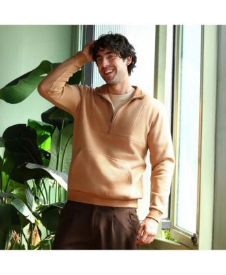 Men's Rust Orange Panel-Stitch Knit Sweatshirt
