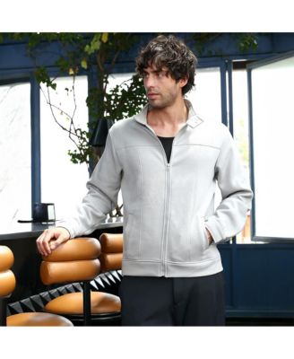 Men's Cloud Grey Panel-Stitch Knit Jacket