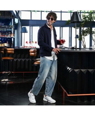 Men's Navy Blue Utility-Knit Jacket