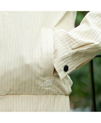 Men's Cream White Lined-Tactile Bomber Jacket