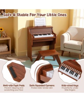 25 Keys Digital Piano with Music Stand Stool Lighted Keys Teaching Mode for 3+ Kids