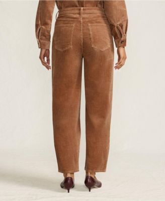 Women's Corduroy High Rise Barrel Leg Ankle Pants