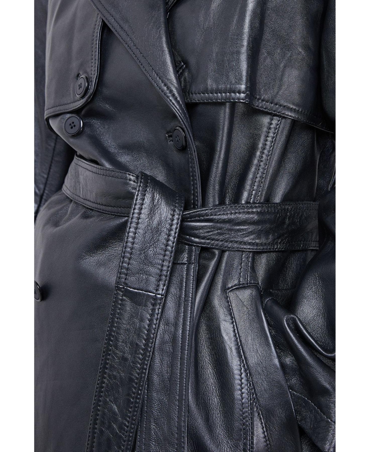 Warehouse Women's Real Leather Belted Trench Coat.