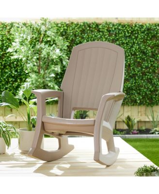Plastics Rockaway Heavy Duty All-Weather Outdoor Rocking Chair, Taupe