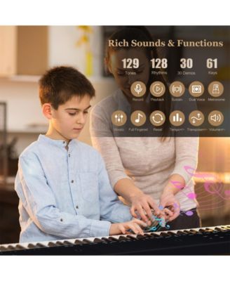 61-Key Portable Electronic Keyboard Piano Complete Digital Piano Set with Stand and Stool