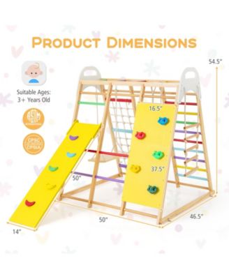 8-in-1 Wooden Jungle Gym Playset with Slide, Monkey Bars, and Climbing Wall