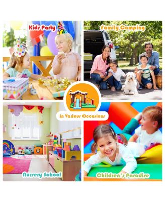 Inflatable Kids Bounce House with Slide, Climbing Wall, and 550W Air Blower